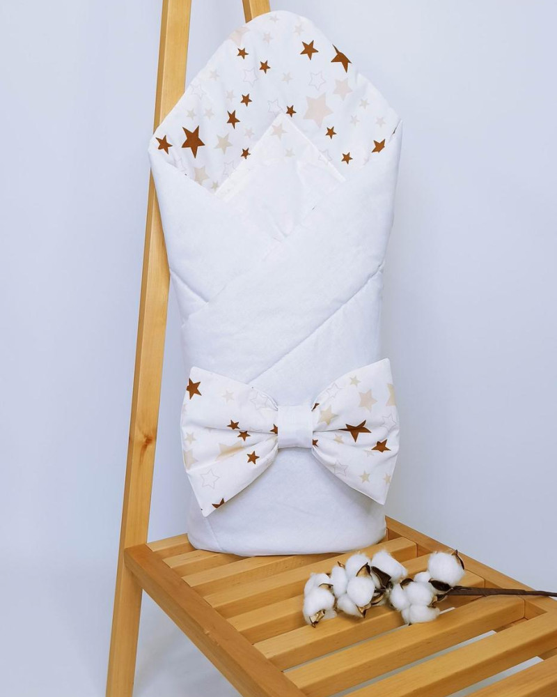 Конверт на виписку (ковдра) Світло бежеві зірочки зимова бязь Penetka 90x90 см УЦІНКА