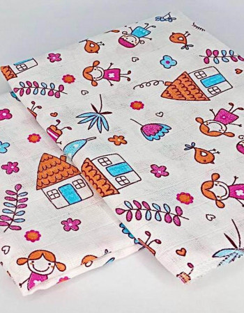 Пеленка муслиновая двухслойная Оранжевый домик Penetka 100x75 см