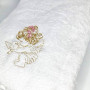 Christening Towel with Embroidery White Pink Angel Penetka 150x100 cm