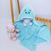 Hooded Baby Bath Towel with Embroidery Turquoise Panda Terry Cloth Penetka 90x80 cm