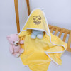 Hooded Baby Bath Towel with Embroidery Yellow Owl Terry Cloth Penetka 90x80 cm