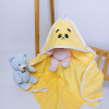Hooded Baby Bath Towel with Embroidery Yellow Panda Terry Cloth Penetka 90x80 cm