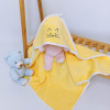Hooded Baby Bath Towel with Embroidery Yellow Kitty Terry Cloth Penetka 90x80 cm