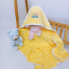 Hooded Baby Bath Towel with Embroidery Yellow Girl Power Terry Cloth Penetka 90x80 cm