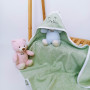 Hooded Baby Bath Towel with Embroidery Green Kitty Terry Cloth Penetka 90x80 cm