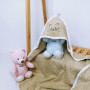 Hooded Baby Bath Towel with Embroidery Brown Kitty Terry Cloth Penetka 90x80 cm