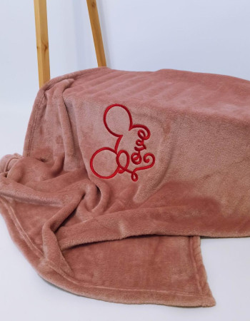 Плед дитячий Пудровий з вишивкою Mickey велсофт Penetka 95x85 см