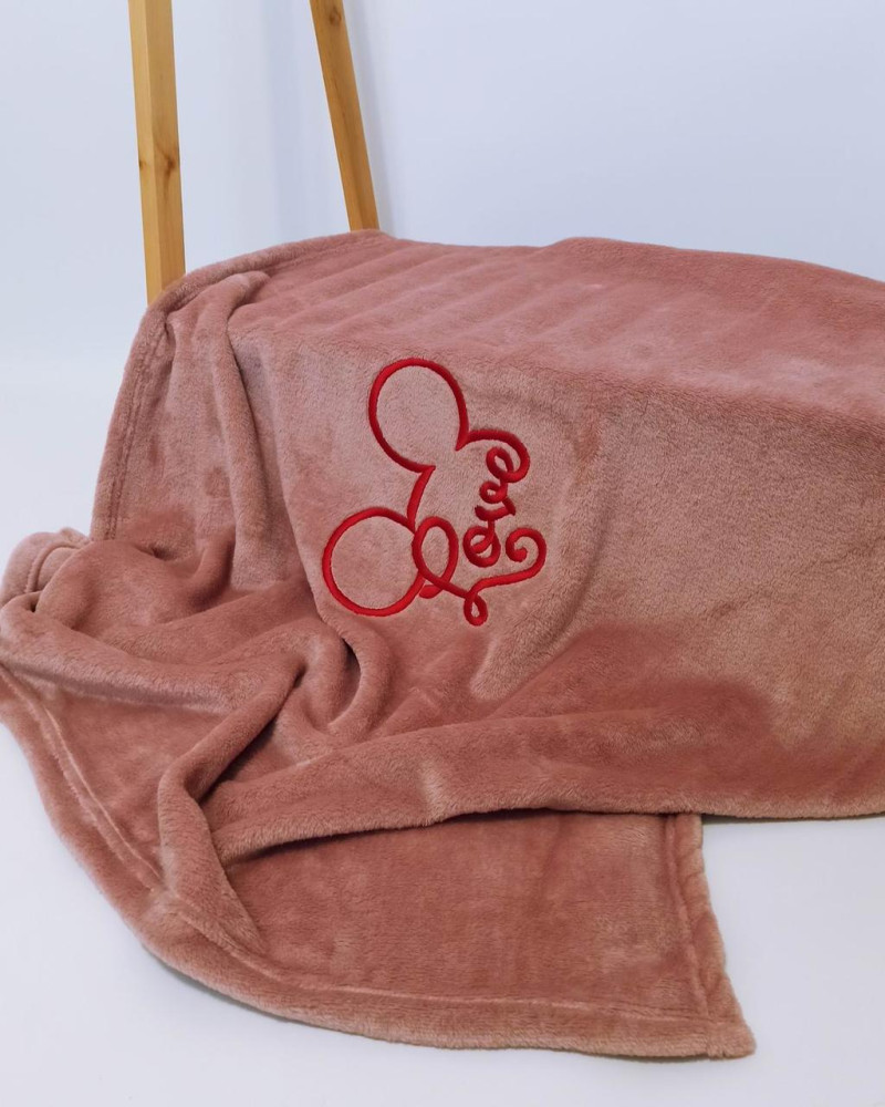 Плед дитячий Пудровий з вишивкою Mickey велсофт Penetka 95x85 см