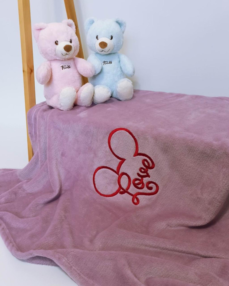 Плед дитячий Фіолетовий з вишивкою Mickey велсофт Penetka 95x85 см