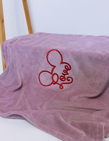 Плед дитячий Фіолетовий з вишивкою Mickey велсофт Penetka 95x85 см