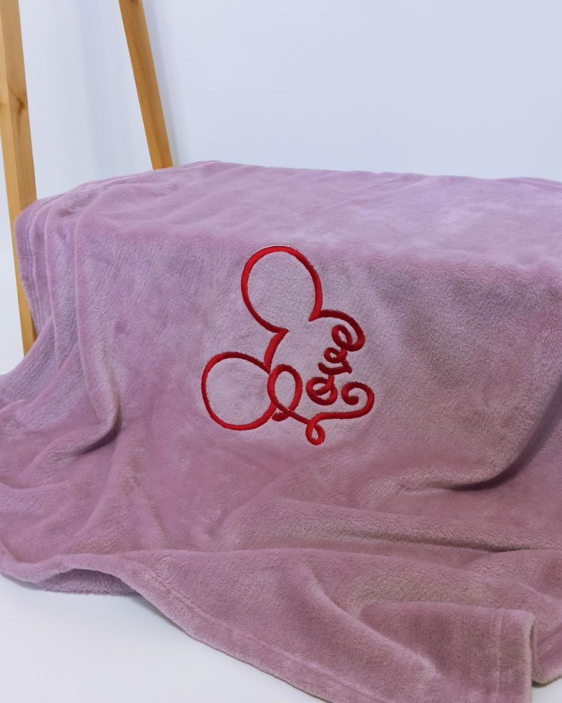 Плед дитячий Фіолетовий з вишивкою Mickey велсофт Penetka 95x85 см