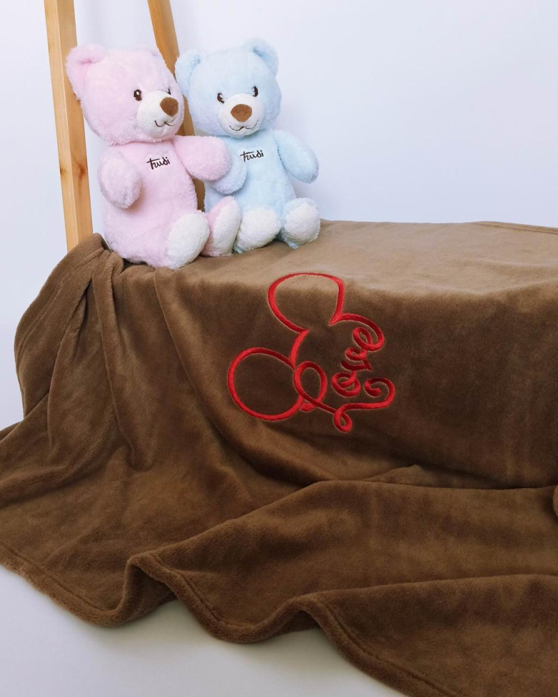 Плед дитячий Коричневий з вишивкою Mickey велсофт Penetka 95x85 см
