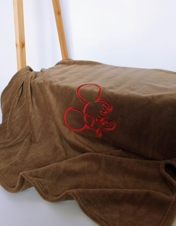 Плед дитячий Коричневий з вишивкою Mickey велсофт Penetka 95x85 см