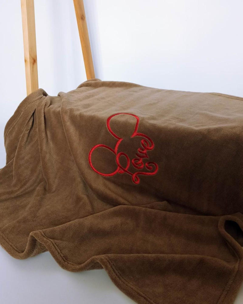 Плед дитячий Коричневий з вишивкою Mickey велсофт Penetka 95x85 см