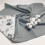 Kids Blanket Grey Grey Mice Waffle Fabric+Polish Cotton Penetka 100x80 cm