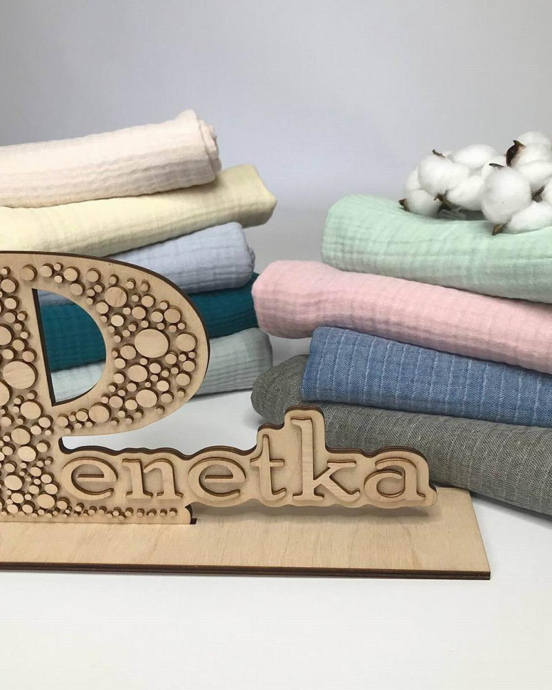 Плед дитячий без вишивки Блакитний муслін чотиришаровий Penetka 100x80 см