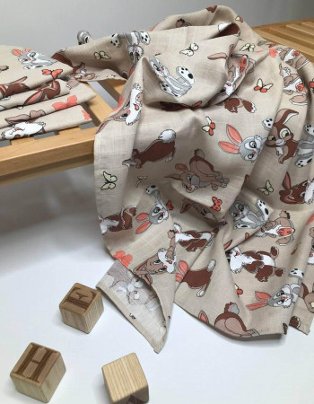 Пелюшка Веселі зайці муслін двошаровий Penetka 75x60 см