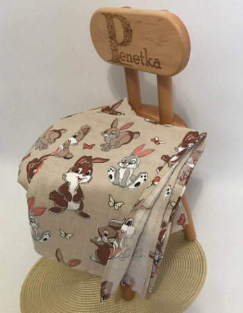 Пелюшка Веселі зайці муслін двошаровий Penetka 75x60 см