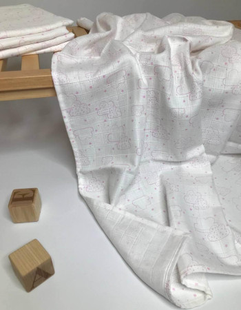 Пелюшка муслінова двошарова Рожеві хмаринки Penetka 100x80 см