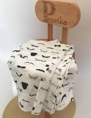 Пелюшка муслінова двошарова Чорні вуса Penetka 100x80 см