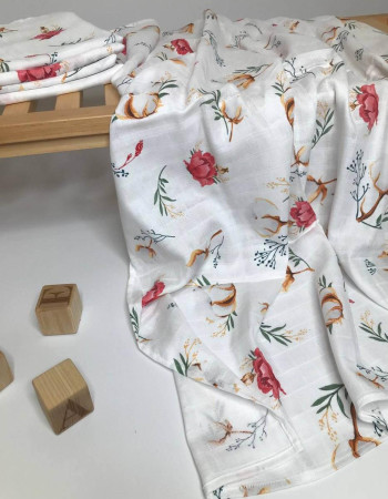 Пелюшка муслінова двошарова Квітки бавовни Penetka 100x80 см