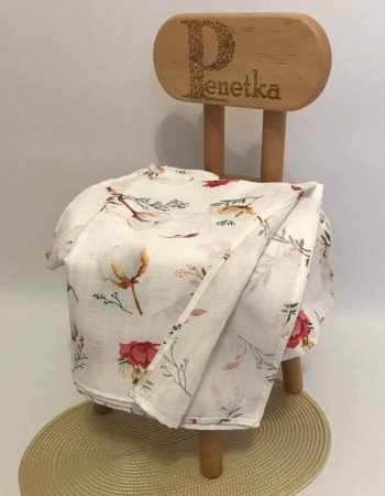 Пелюшка муслінова двошарова Квітки бавовни Penetka 100x80 см