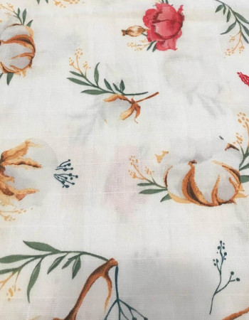 Пелюшка муслінова двошарова Квітки бавовни Penetka 100x80 см