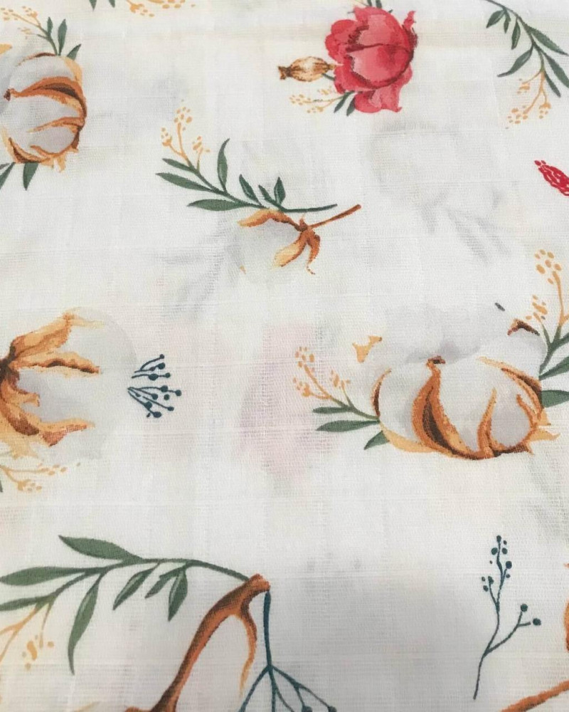 Пелюшка муслінова двошарова Квітки бавовни Penetka 100x80 см