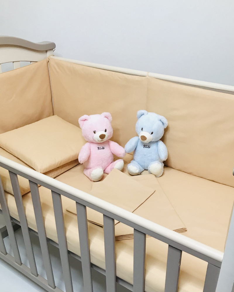 Бортики захист в дитяче ліжко Золотисті бязь Penetka 120x40, 60x40 см