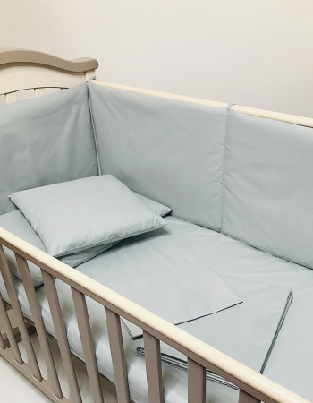 Комплект постельного белья в детскую кровать (постель детская) Серый бязь Penetka 140x110, 120x60, 60x40 см